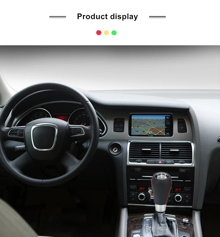 5 Speed Shift Handle Black Leather Red Line Real Leather Car Gear Shift Knob