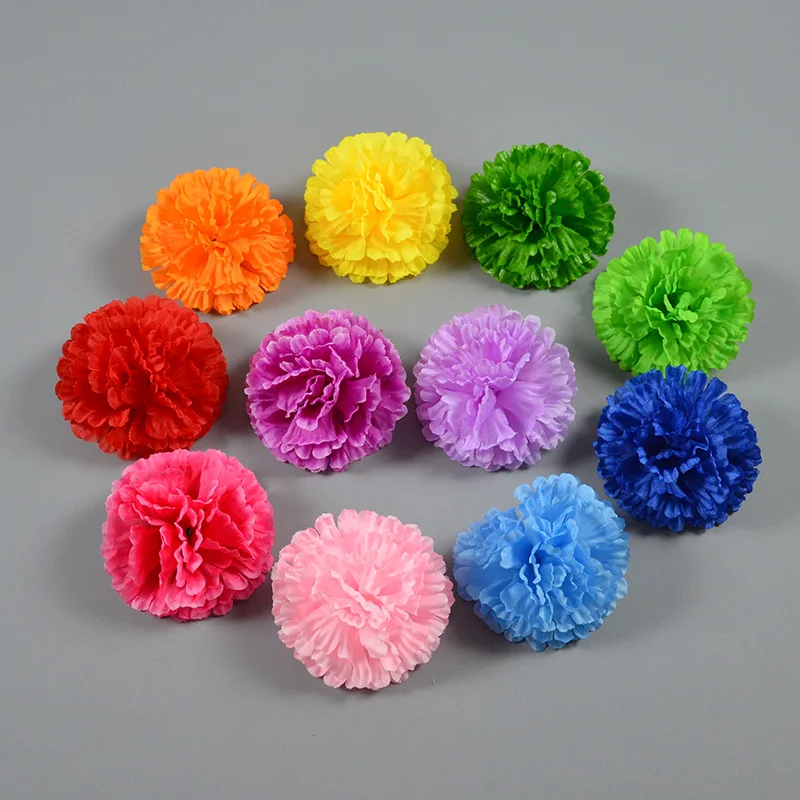 15 Color 9CM Artificial Carnation Head Mother Birthday Cake Decoration Event Party Silk Gillyflower Balls