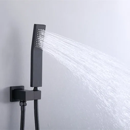 Villa Luxurious Thermostatic Shower Diverter Rainfall Shower Faucet Set with Ceiling Waterfall Shower Head Brass Modern Black