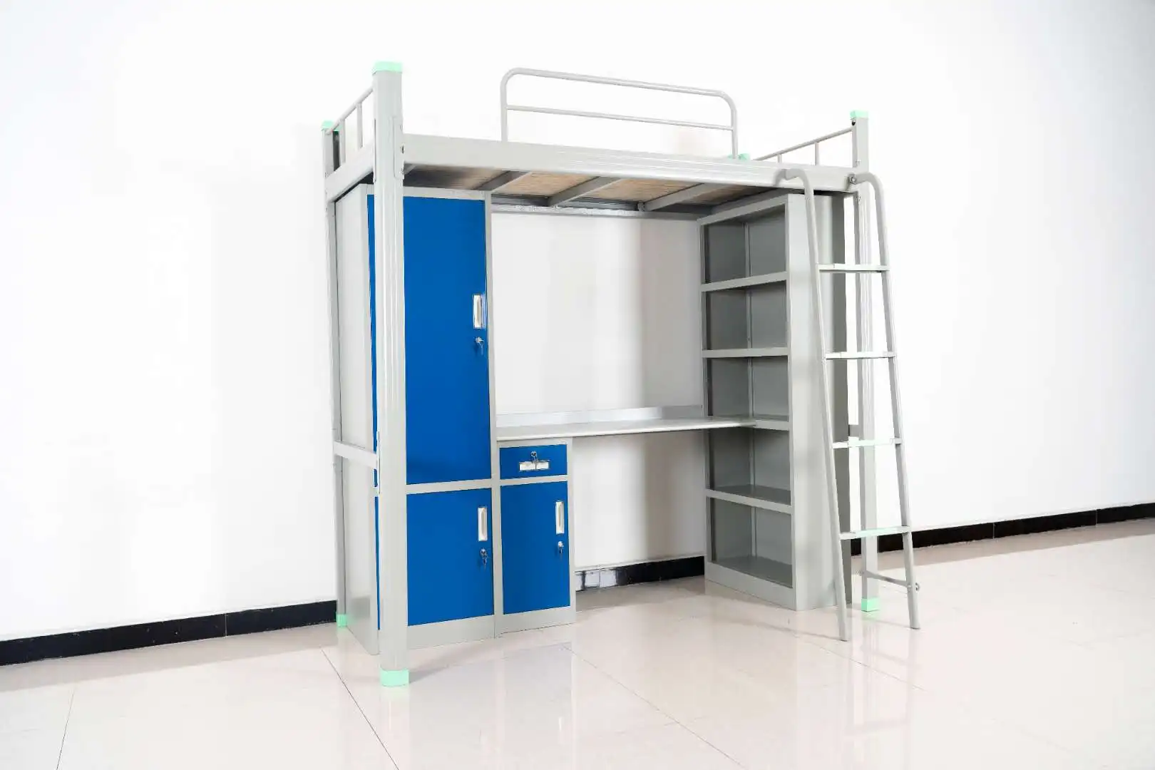Hostel Dormitory Metal Bunk with Stairs Bed Frame Screwless Factory Price