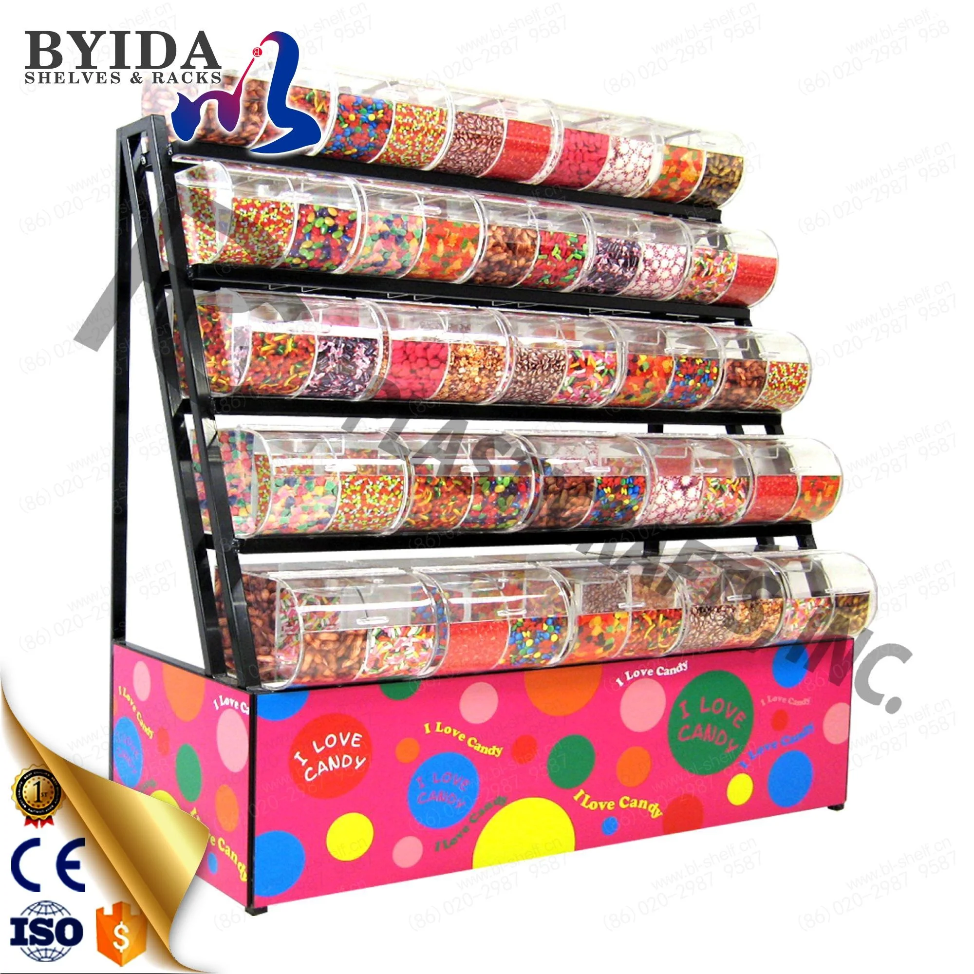 Acrylic bulk candy bin display rack 5 layers