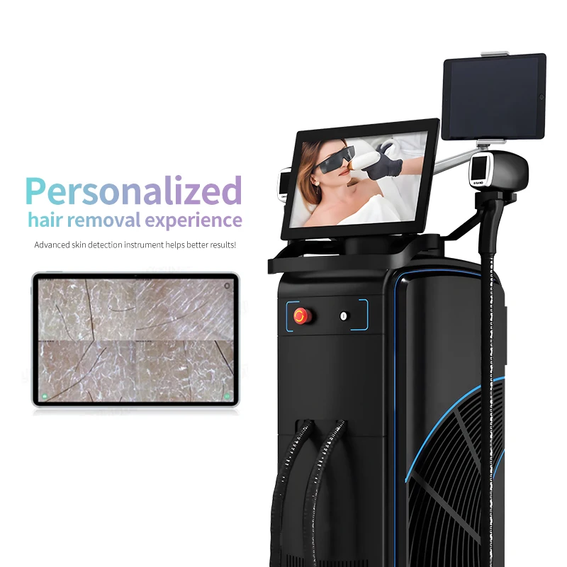 New Arrival !portable Diode Laser Hair Remover Bar Ice Standing Compressor Hair Removal Stationary Titanium 755 808 1064 Nm USA