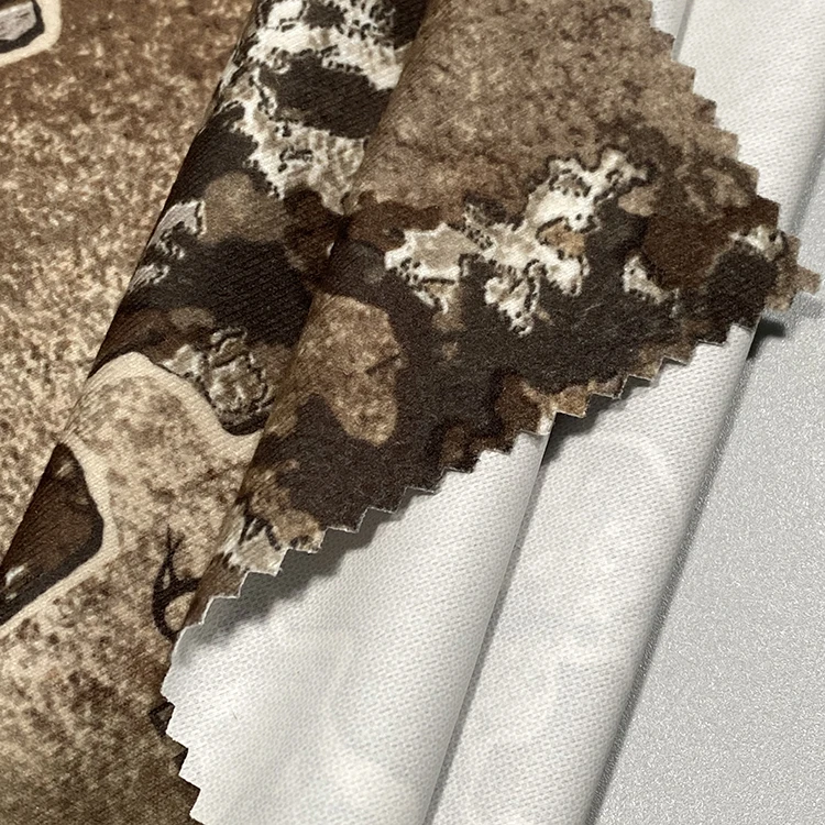 Hunting outdoor island printed fabric 100% polyester suede Feel coated fabric