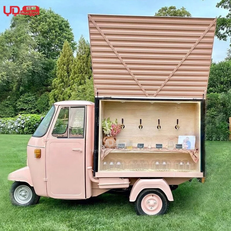 Electric Tap Truck Vintage  Mobile Bar Food Truck Tricycle Three Wheels Tuk Tuk Beer Champagne Wine Vending Wedding Carts