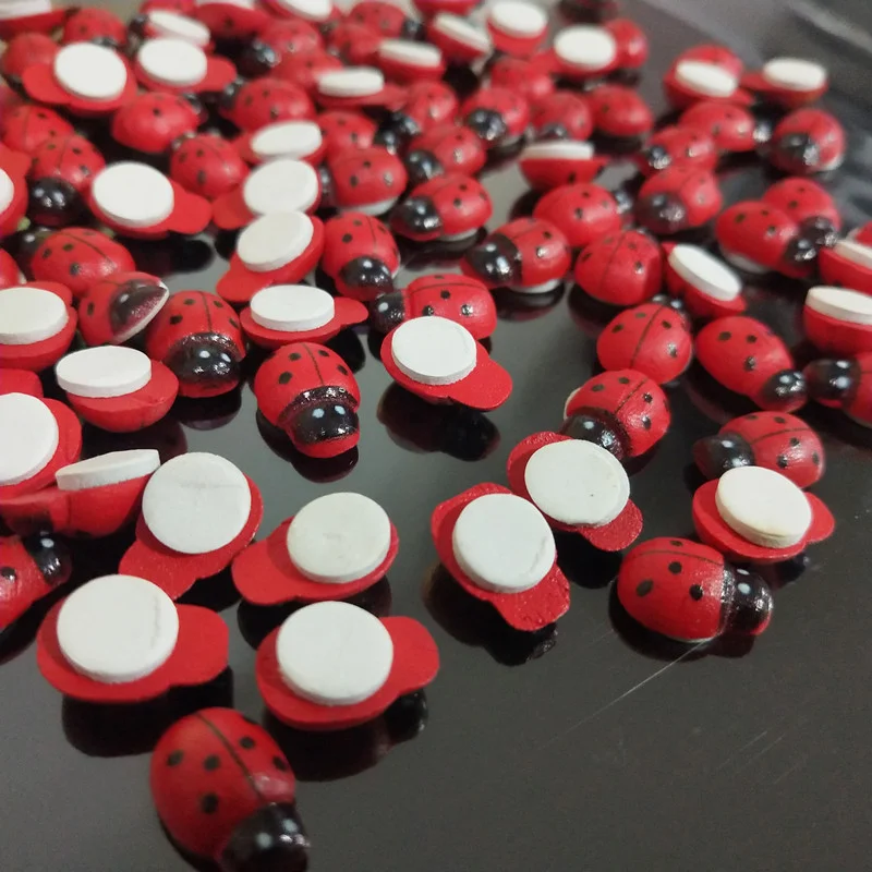 Creative Ladybug manual DIY accessories wood red yellow bee self-adhesive decoration