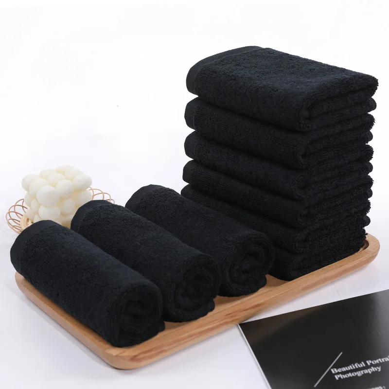 cheap promotional 100% cotton terry black color hand towel