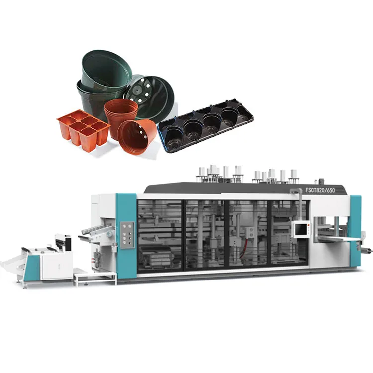 Multi-Stations automatic vacuum forming machine for making plastic flower pot