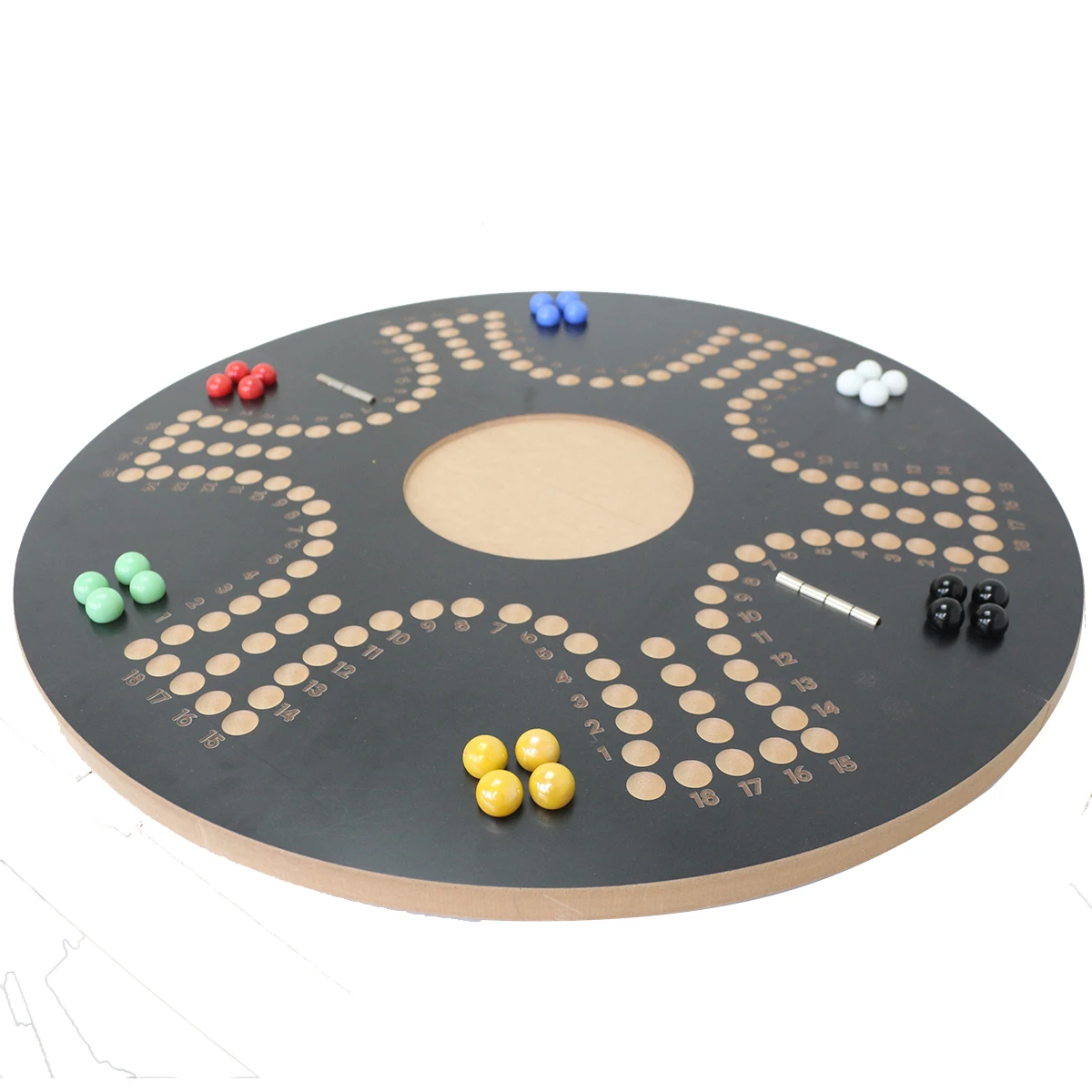 Foldable Original Marble Board Game Strategy Competitive 2-6 Player Fast Track Wooden with 6 Colors 24 Marbles 6 Dice Game Set