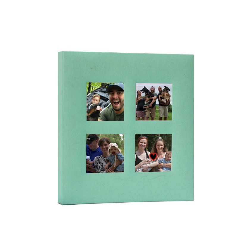 Customized 29.5*21cm 50 Page DIY Photo Albums Fabric Covers with 4 Windows Handmade Scrapbooking  Black Or white Pages