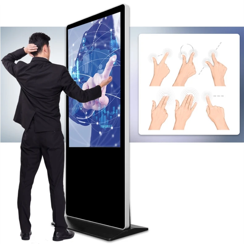 Smart Lcd Floor Stand Digital Signage Advertising 55 Inch Display Screen For Supermarket