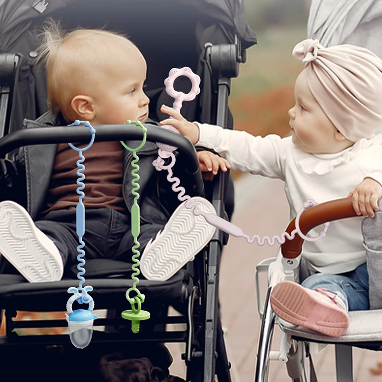 BPA Free Food Grade Chew Teething Toys Soft Silicone Baby Teether With Strap Chain
