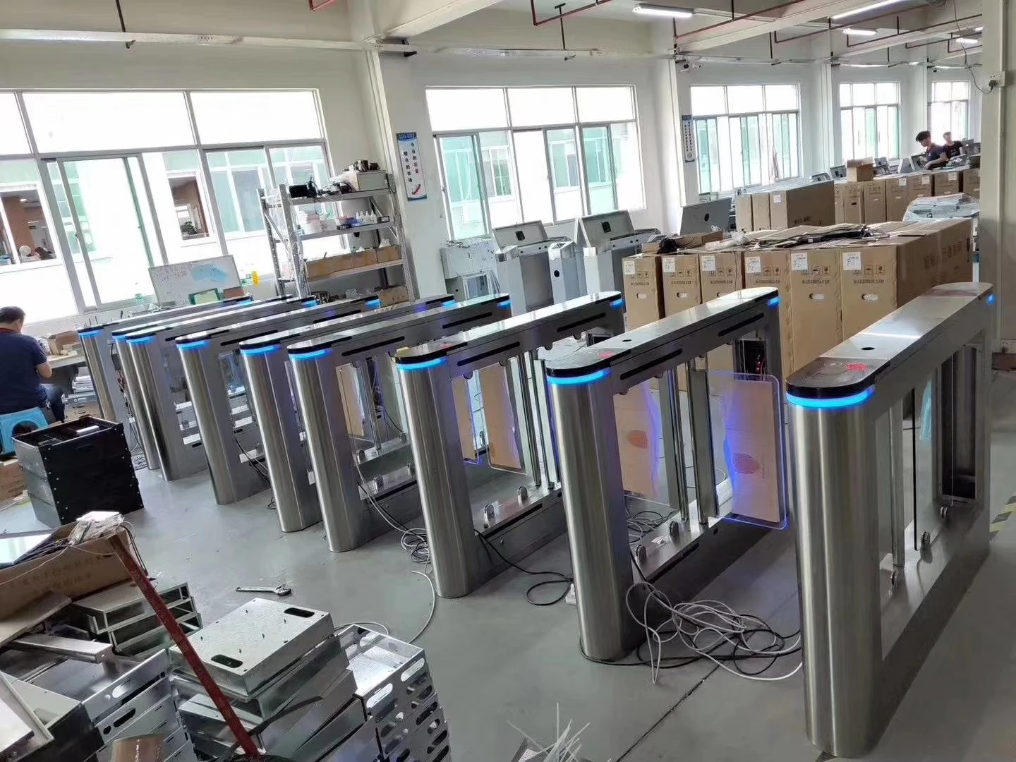 120w Access Gate Mechanism Dc Brushless Manual Barrier Swing Turnstile Baffle Gate With Facial Recognition