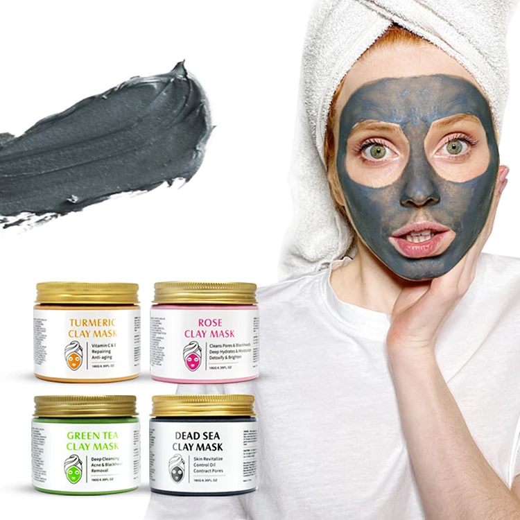 Private label organic Anti Acne green tea mud rose cleaning mask Dead sea Organic turmeric clay mask for face and body