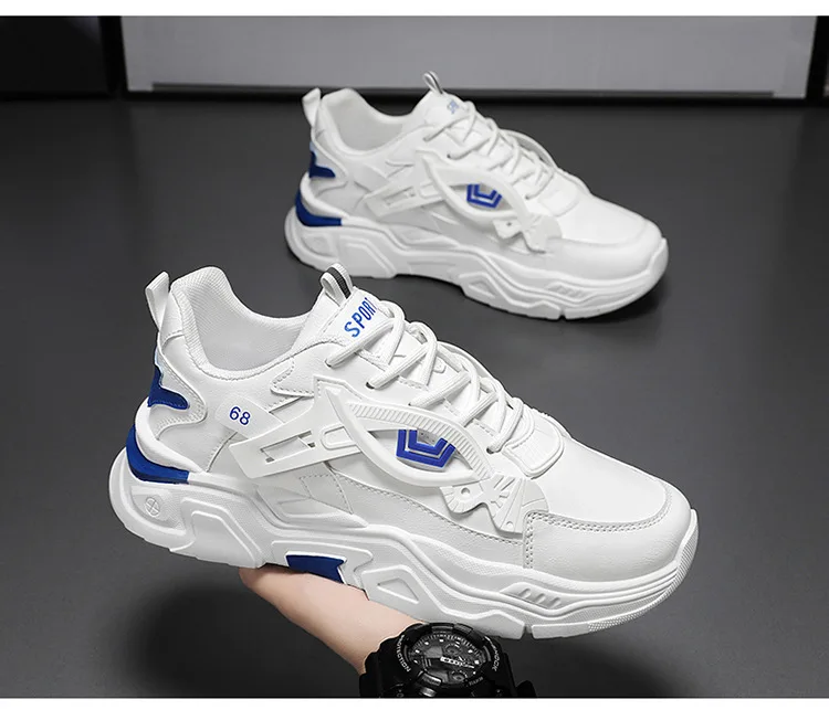 Mens New Breathable White Shoes Mens Trendy And Versatile Interior Height Increasing Sports Casual Running Dad Shoes