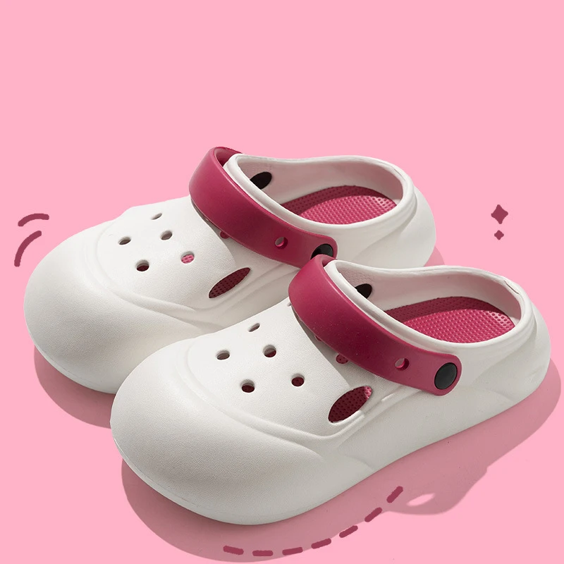Removable Hole Shoes Women Wear Anti-skid Thick-soled Heightened Fashionable Sandals Slippers for Girl