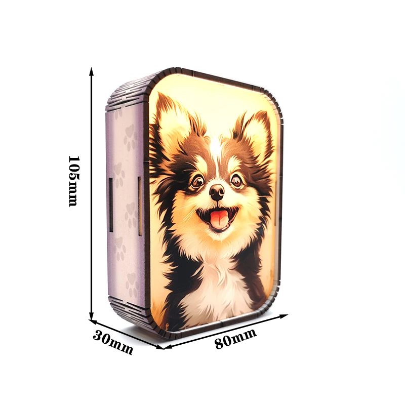 Custom Animal Series 3d Pattern Wooden Night Light LED Lighting Square Wood Carved Crafts Kids Gifts Desk Lamp Atmosphere Light