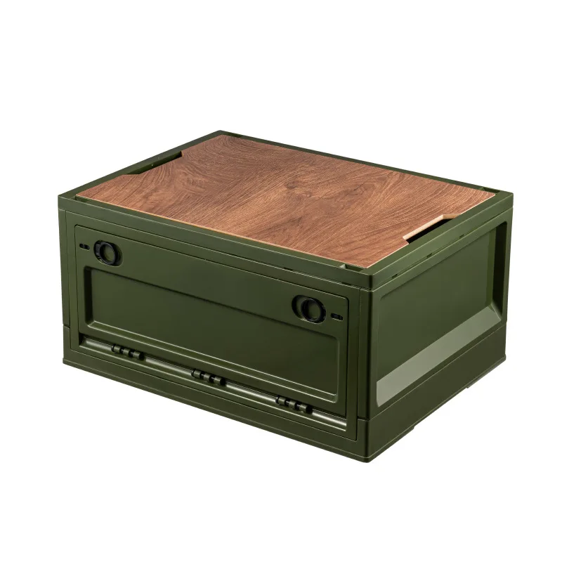 Изготовленный на заказ логотип Heavy Duty с вертикальной загрузкой складные столы и стулья для Кемпинг складной ящик хранения деревянной крышкой колеса
