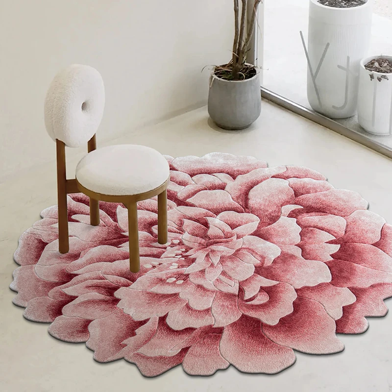 3D Flower Rattern Handtufted Tencel  Rayon Silk Bamboo Silk Wool Rugs For Sale, Customized Design Carpets For Living Room