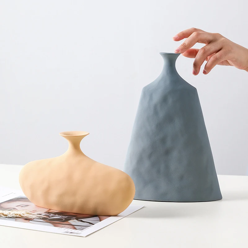 NISEVEN Factory Wholesale Nordic Style Minimalist Home Decoration Vase Morandi Colors Chinese Plain Embryo Ceramic Vase
