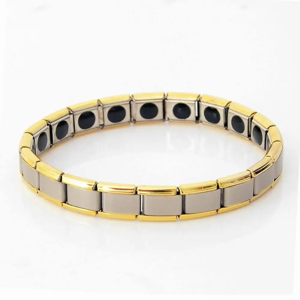 Stainless Steel Germanium Plated Gold Bracelet Titanium Steel Jewelry Energy Magnetic Therapy Health Bracelet