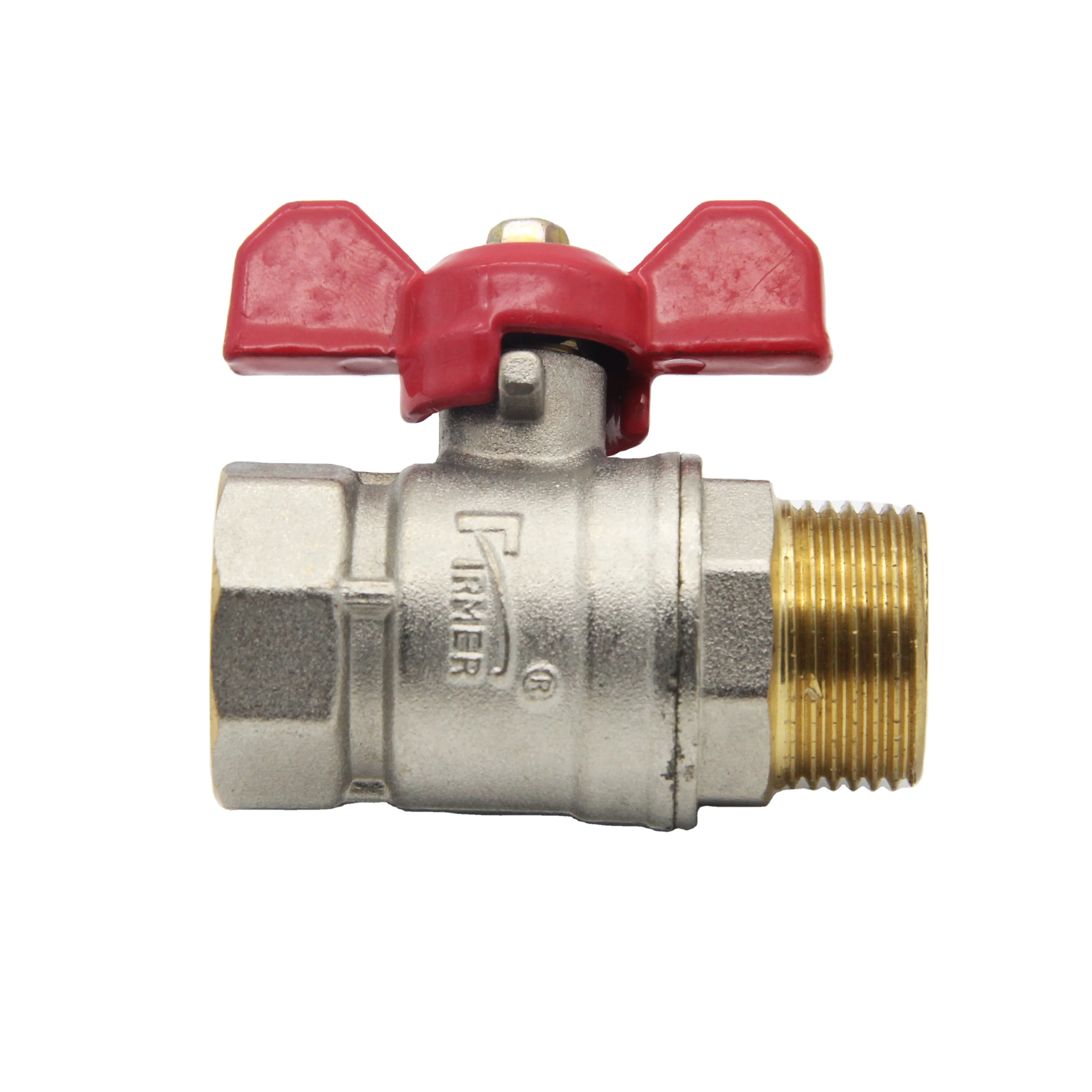 High quality brass threaded butterfly handle water male ball valve