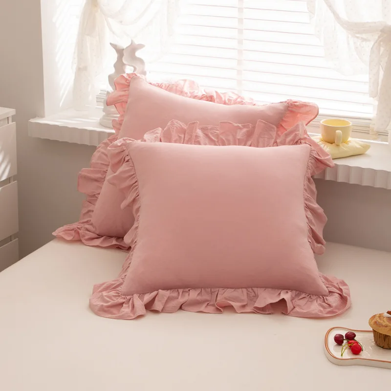 Wholesale Washed Cotton Material Ruffle Frill Design Home Decor Cushion Pillow Covers