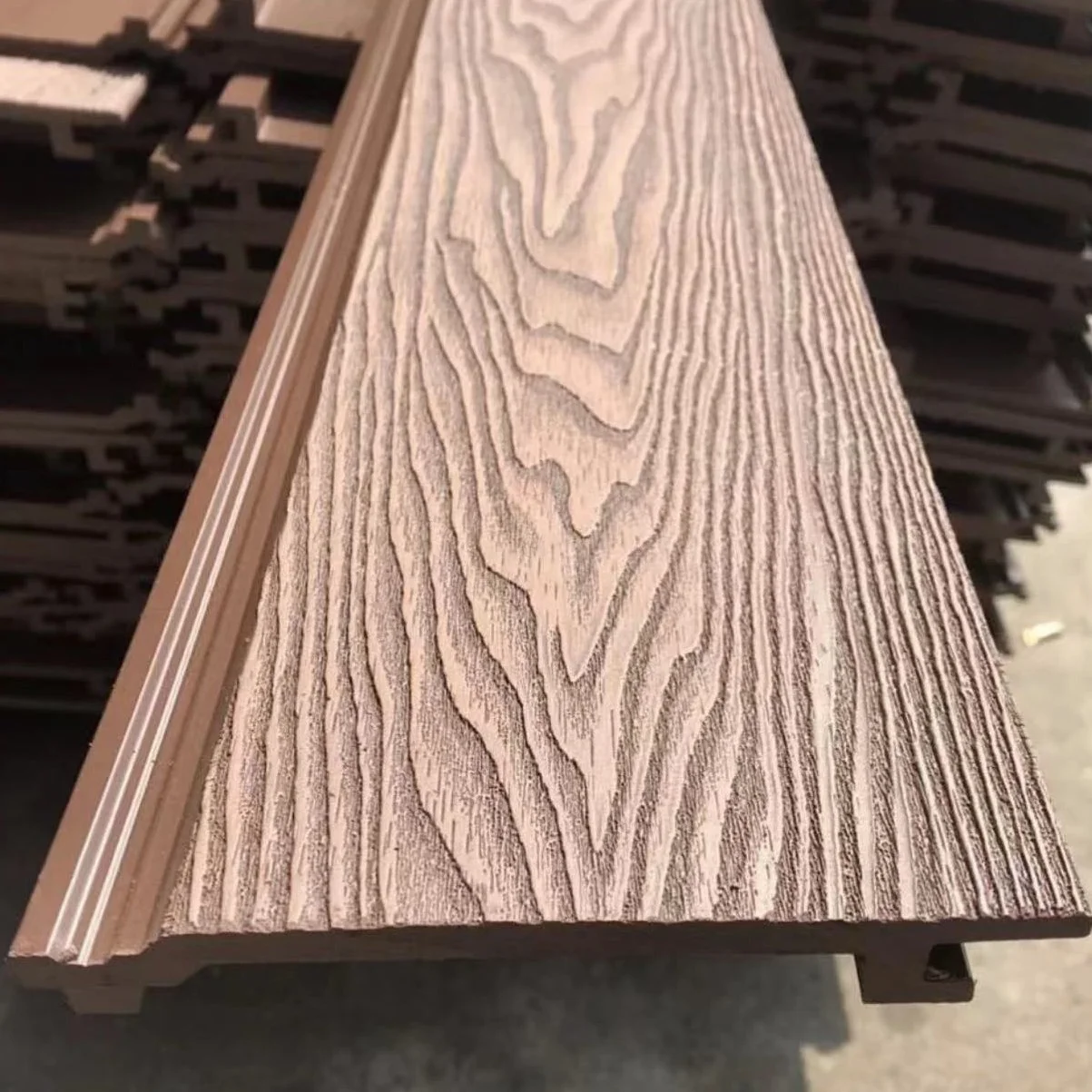 external wood plastic composite wall siding easy installation 3d embossed wpc slatted cladding panel for house building