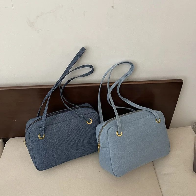 Wholesale Women Denim Purse Vintage Jean Purse Double Top Handle Handbags Ladies Lightweight Designer Crossbody Bags