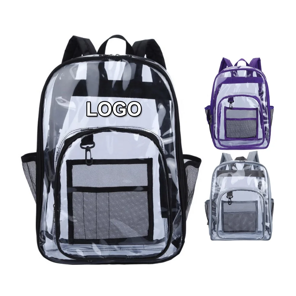 Custom Logo Clear PVC School Backpack Travel Transparent Bag Backpack
