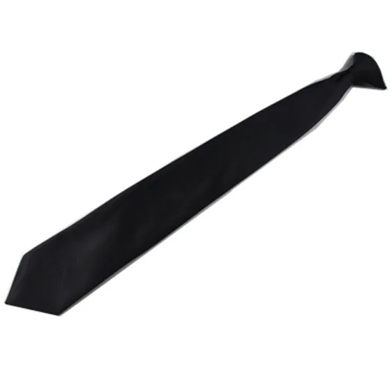 Mens Security Uniform Black Polyester Ties Custom Design Necktie Logo  Clip on Tie For Unisex