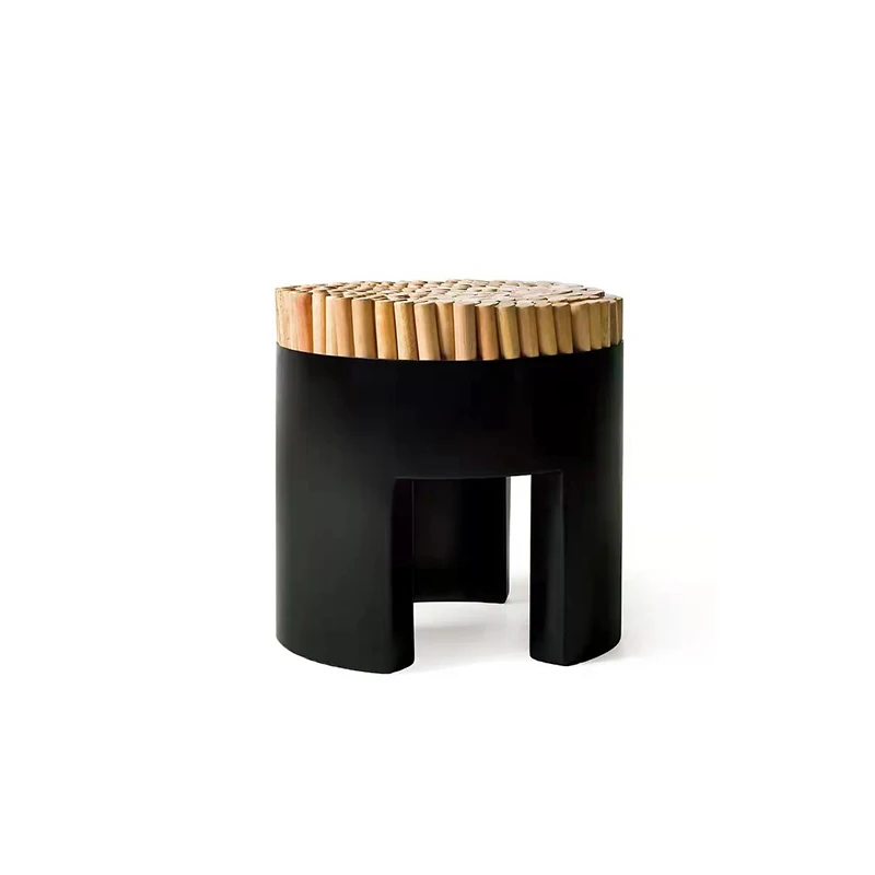 Designer Home Tea Room Solid Wood Stool Creative Shoe Replacement Low Dining Stool Optimal for Home & Office Use