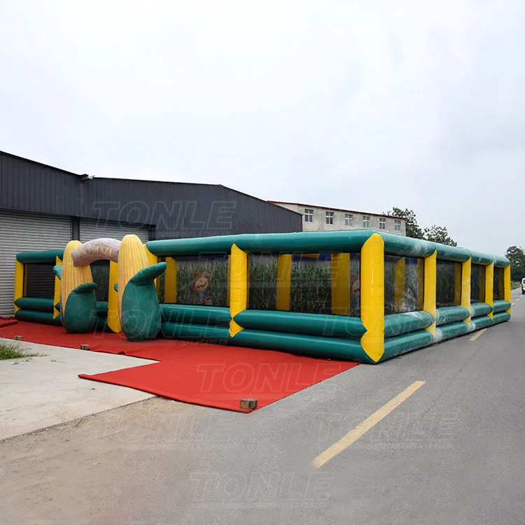 Пользовательские Сумасшедший гигантский открытый 40x40ft кукурузного поля поле надувной лабиринт мозоли с автоматами