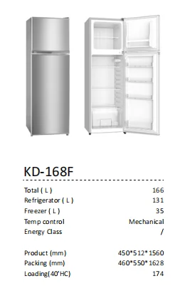 Компрессор KD168F из нержавеющей стали с верхней морозильной камерой