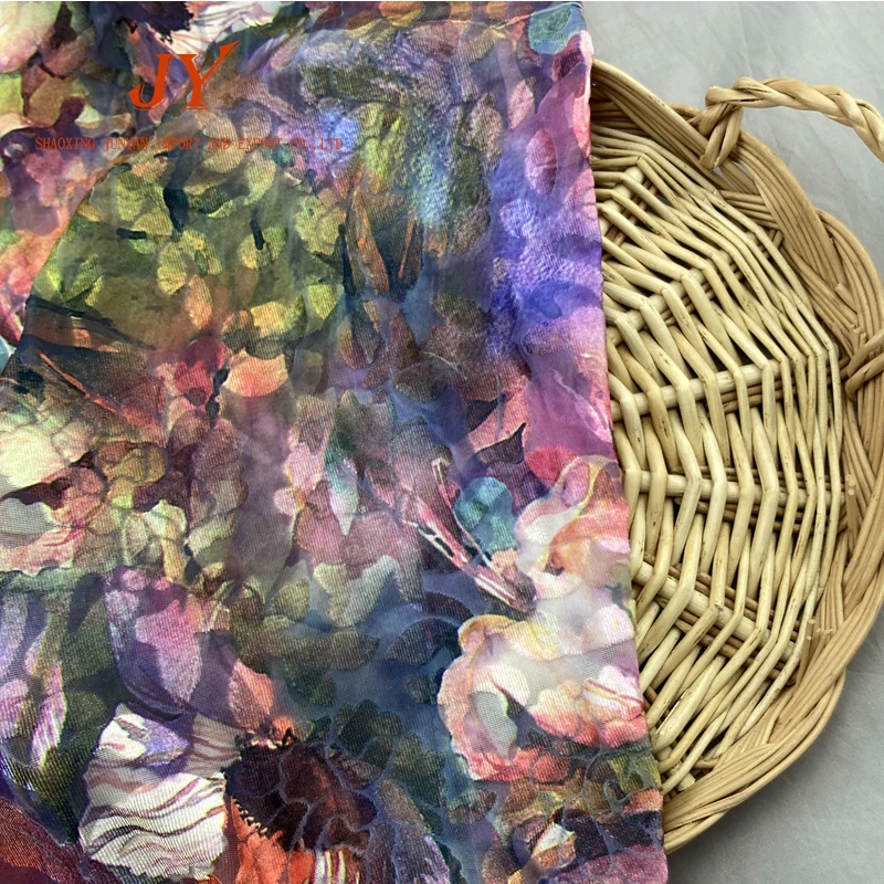 
A0570 Hot Sale Italy Warp High Quality Fabric Silk Velvet Burnout Velvet Dress Fabric 