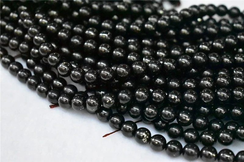 Wholesale A Grade Nature Smooth Gemstone  Russia Shungite Beads For Jewelry Making