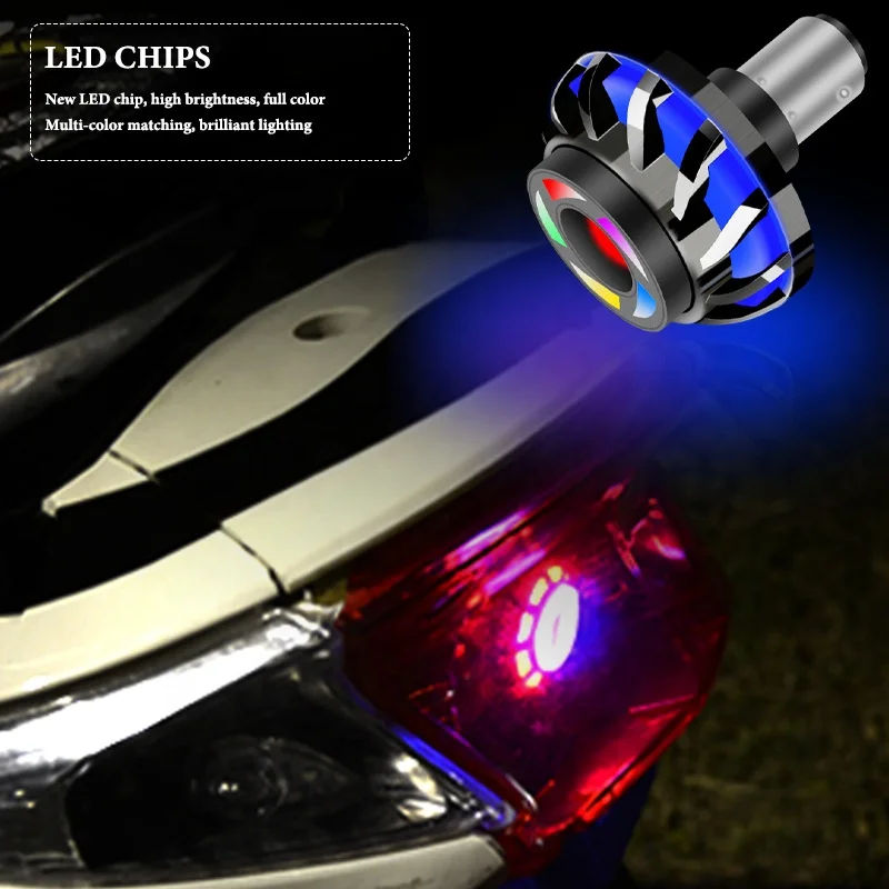 12-24V Motorcycle Headlight Angel Eye Flash Strobe Tail Brake Rear Lights LED Motorbike Universal Brake Lamp