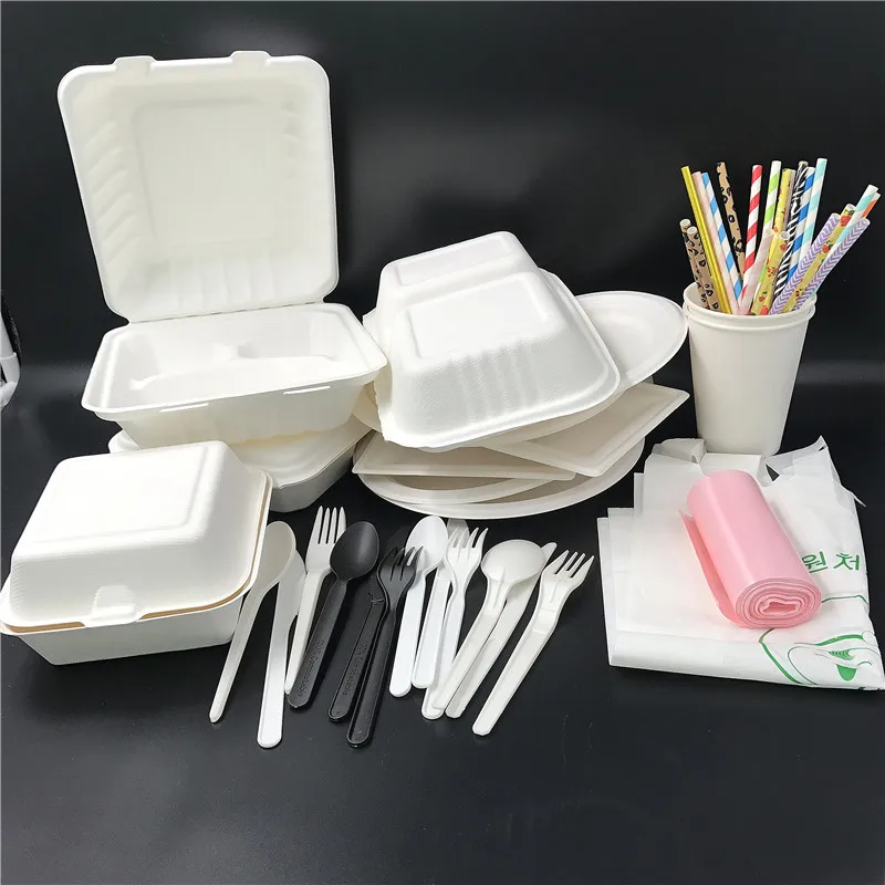 2019 new style sugarcane take away food packaging eco friendly disposable bio degradable products