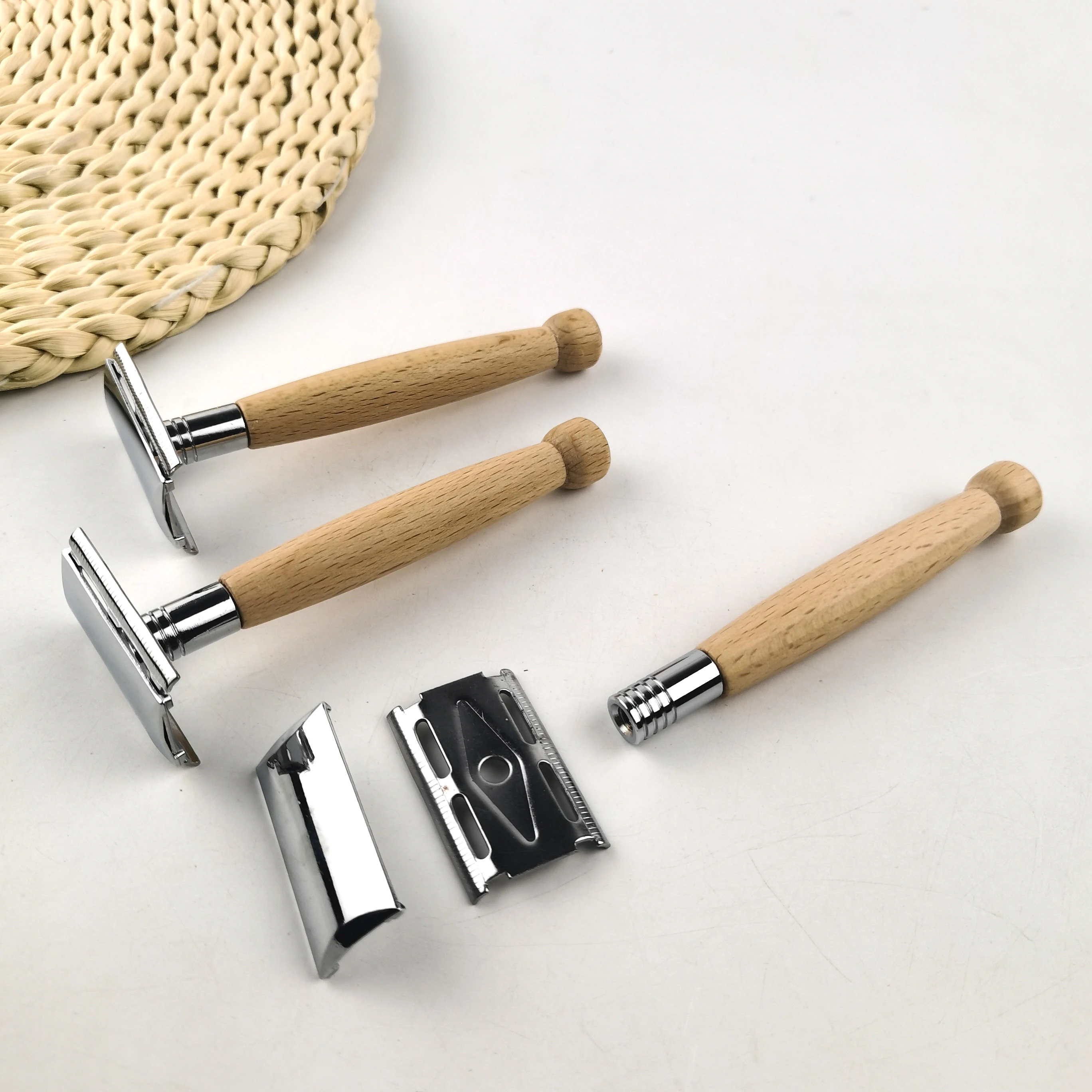 mens shaving metal razor double edge razor bamboo handle shaving safety razor
