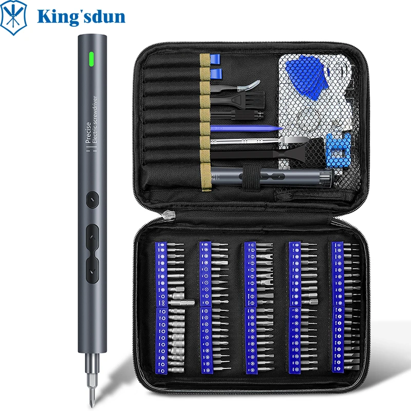Kingsdun 882039 120 в 1 350 мАч литиевая батарея электрическая отвертка мини-беспроводная с 3 светодиодами