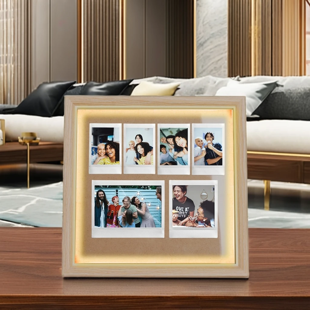 led photo frame Hot Selling  2x3 Acrylic Picture Frame Wood Picture Frame with Led Light for Fujifilm Instax Mini 12/11/EVO/SQ40
