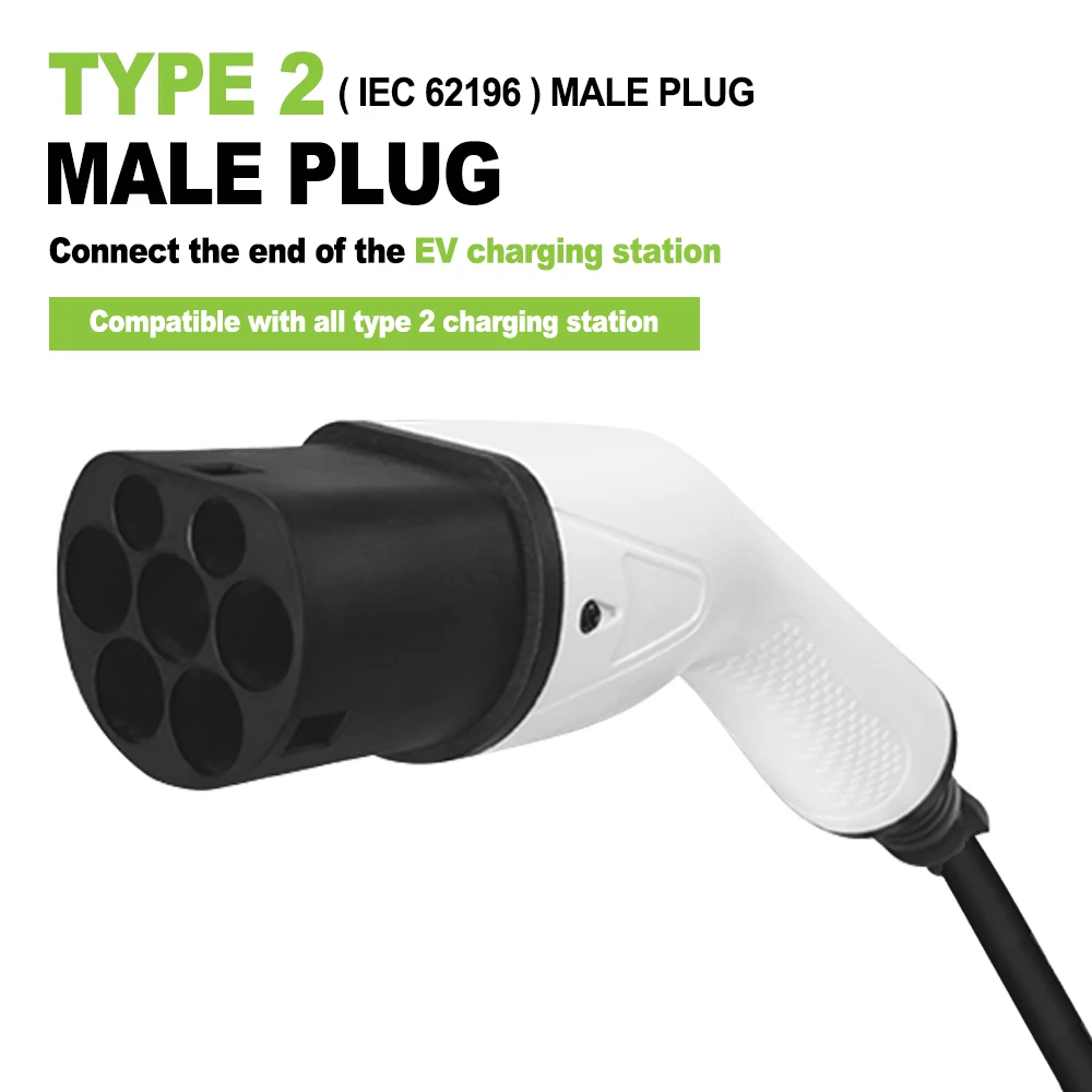 16A Mode 3 Type 2 To Type 2 Electric Vehicle EV Charging Cable Cord for Type 2 Charge Points