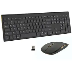 Dual System Switching Ergonomic Slope Selection 2.4G Full Size 104 Key Scissors-key Quiet Wireless Keyboard and Mouse Combos