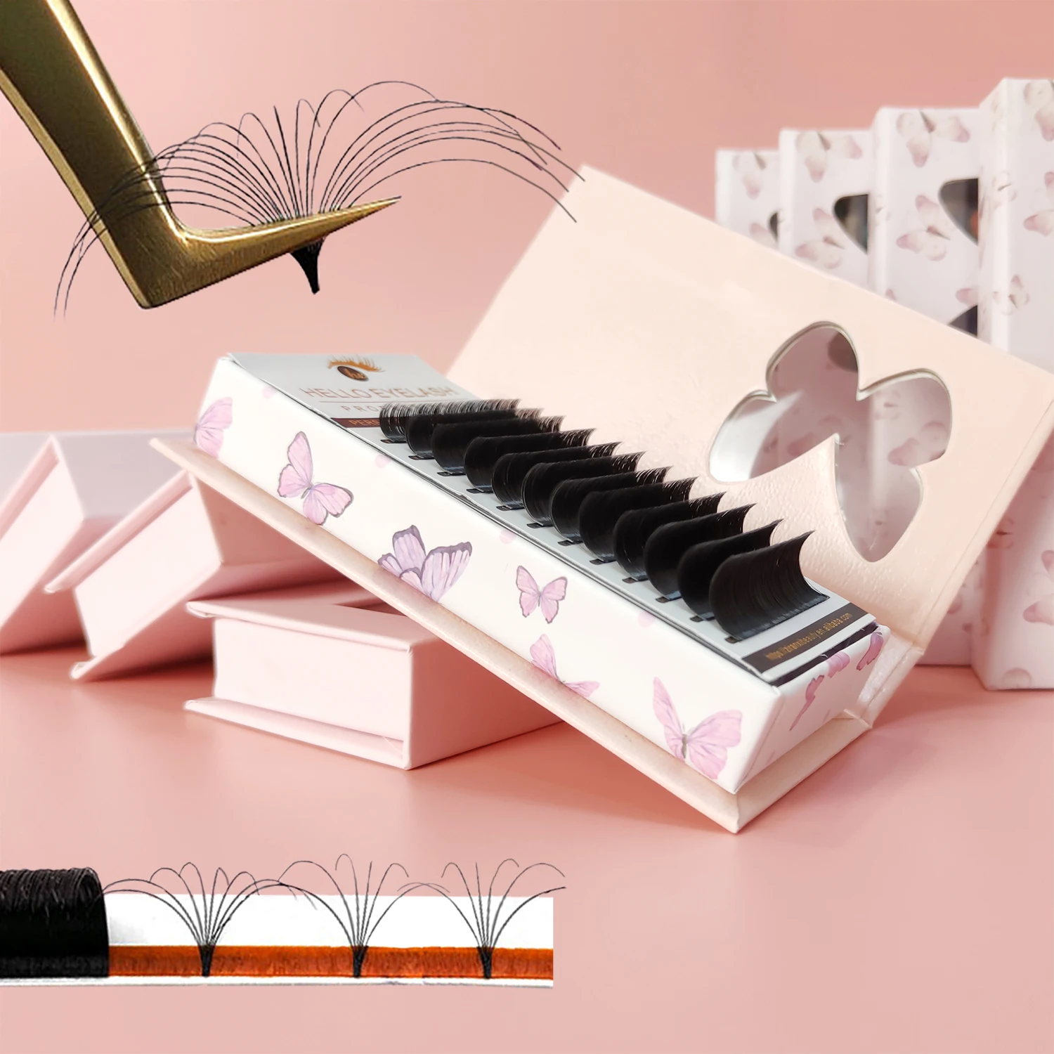 Cashmere Volume Individual Easy Fan Eyelash Extention False Mink Lash Eyelash  Extension Tray Supplies Wholesale