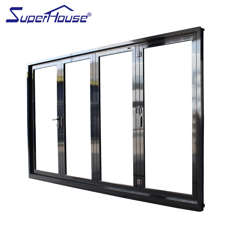 China Factory Fire Proof Double Glazing Aluminum Bi-Folding Door Thermal Insulation Garage Bi Fold Door For Residential Building