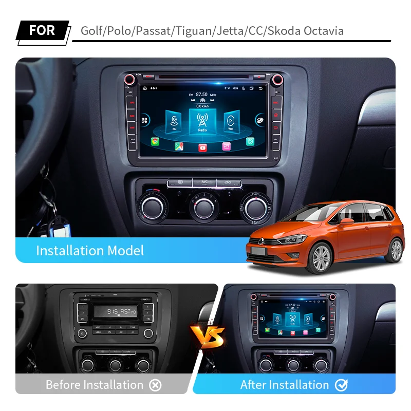 OEM 8 Inch 2Din Car Radio Octa Core Android Car DVD Player for VW Universal Jetta Seat CC Polo Golf   Golf 5  Golf 6 2006-2012