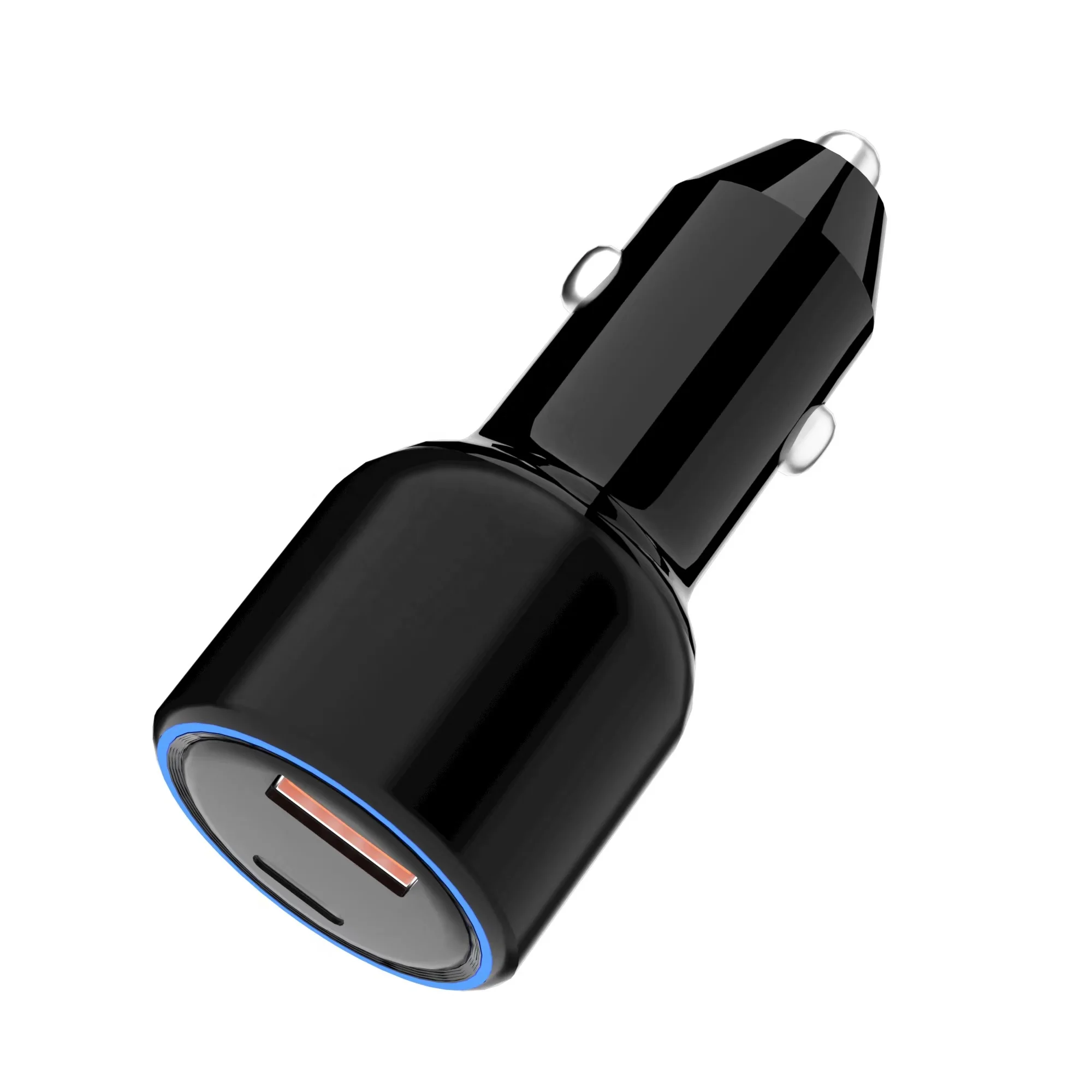 New Product Portable Mini QC3.0 18W Electric Car Charger Type-C Dual Ports USB Fast Car Charger