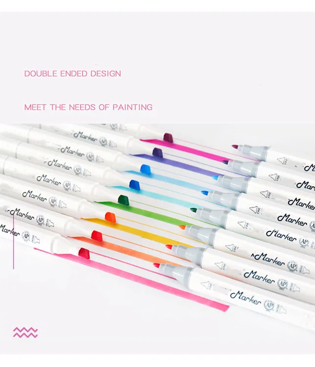 Professional Multi Colors Writing Drawing Dual Tip Double Ended Art Markers Non toxic Marker Pens