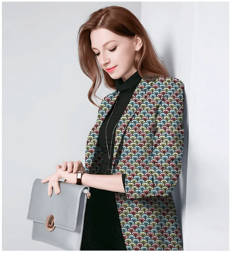 High definition shell pattern European yarn-dyed high density jacquard jacket suit