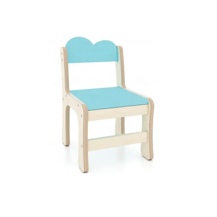High quality children oak solid wood moon shape school table chair set