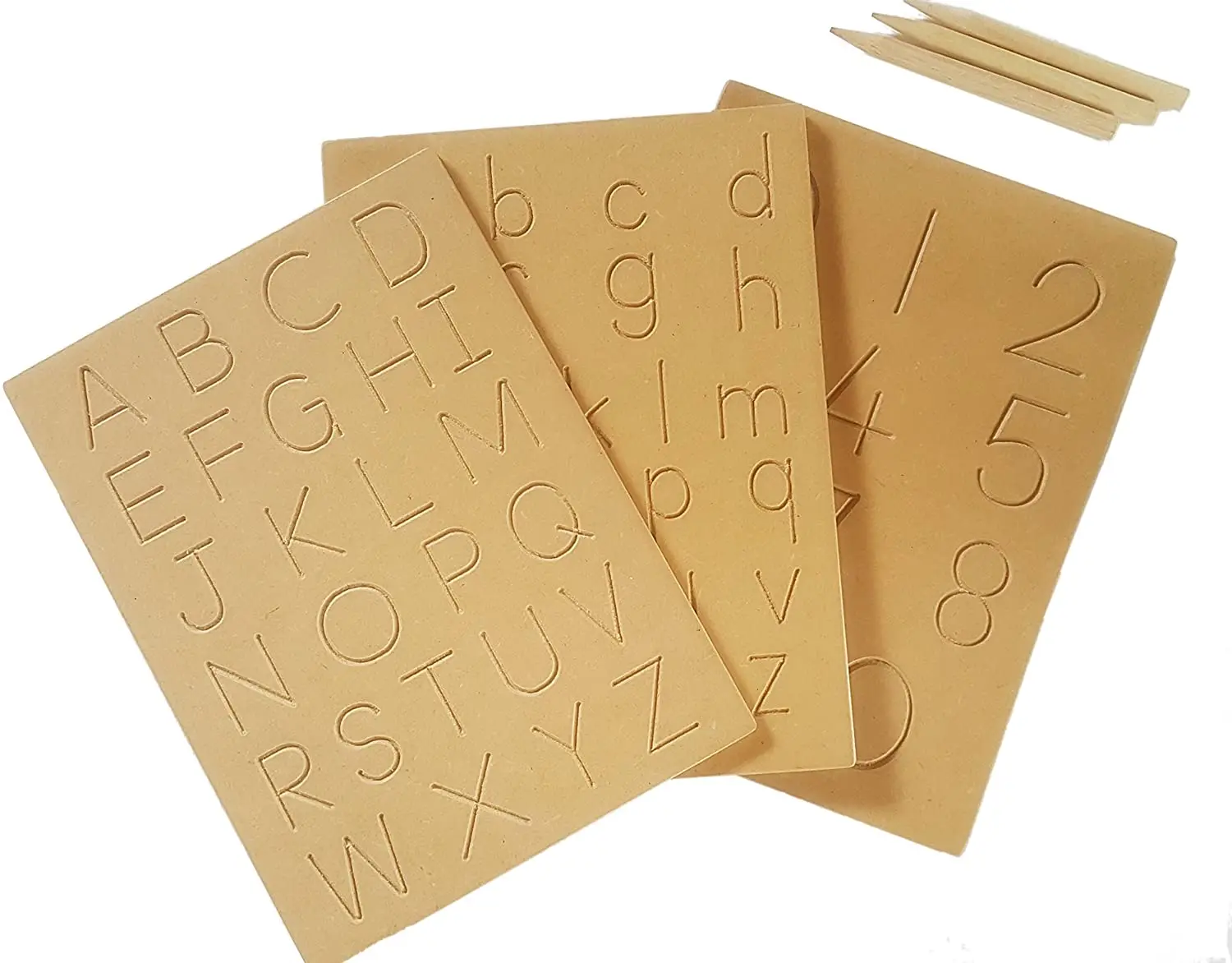 Alphabet Tracing Boards ABC 123 Trace Letters and Numbers Wooden Montessori Learning Skills and Fine Motor Development